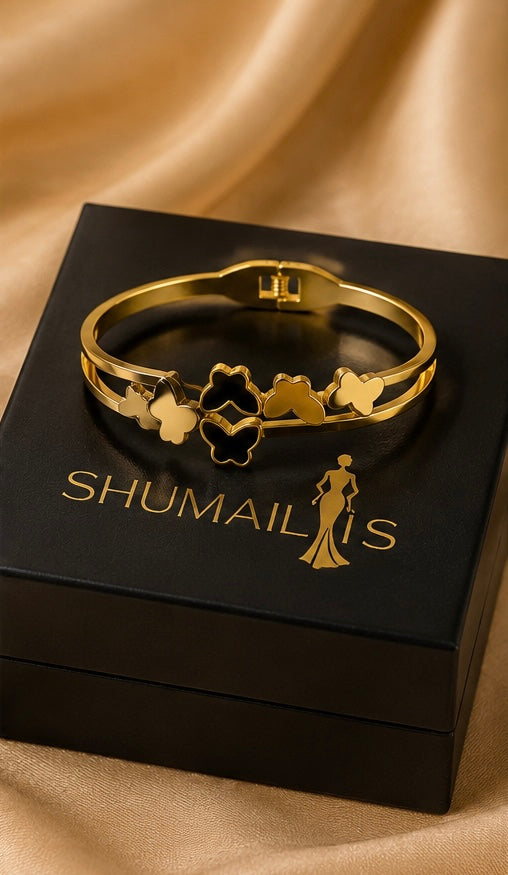 Gold Butterfly Stainless Steel Bangle