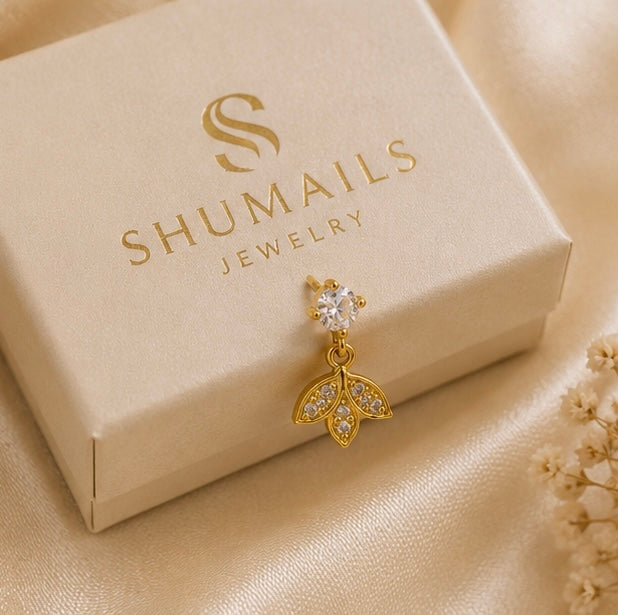 Gold Butterfly Crystal Drop Earrings – Elegant Sparkling Earrings for Women
