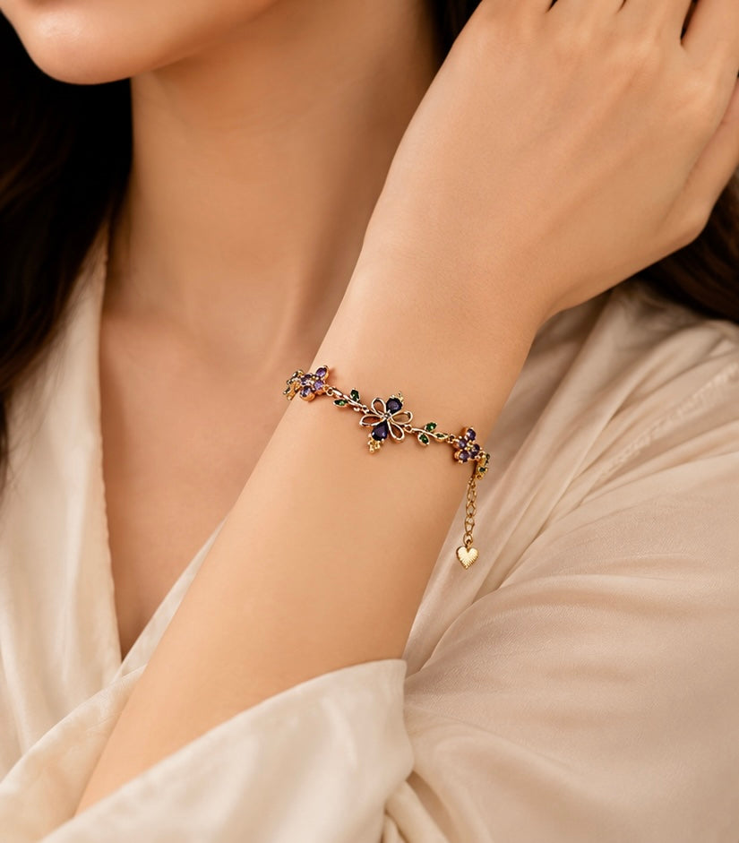 Elegant Butterfly Floral Stainless Steel Bracelet