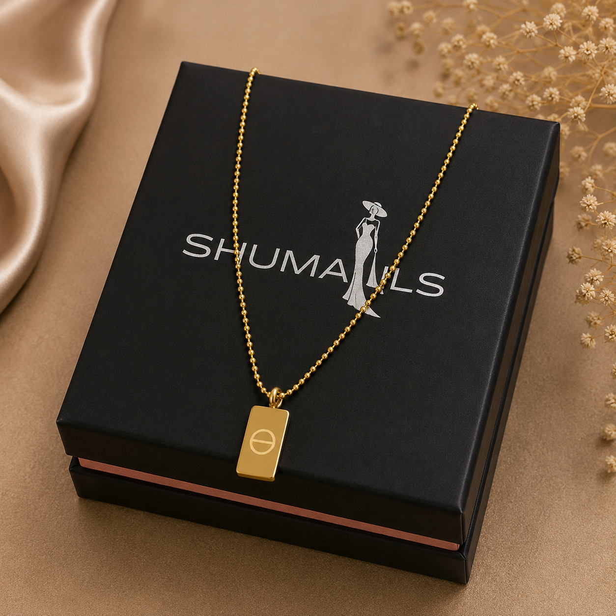 Gold Bar Pendant Necklace for Women