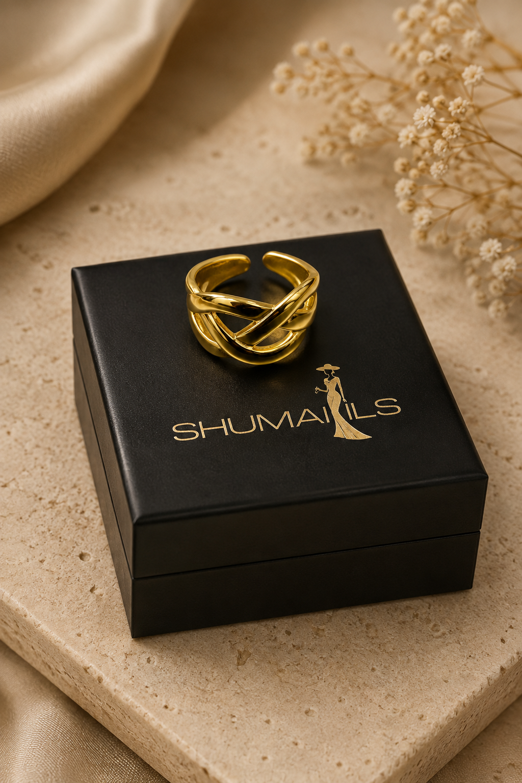 Gold Twist Adjustable Ring