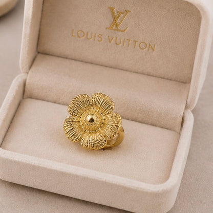 Gold Flower Adjustable Ring for Women