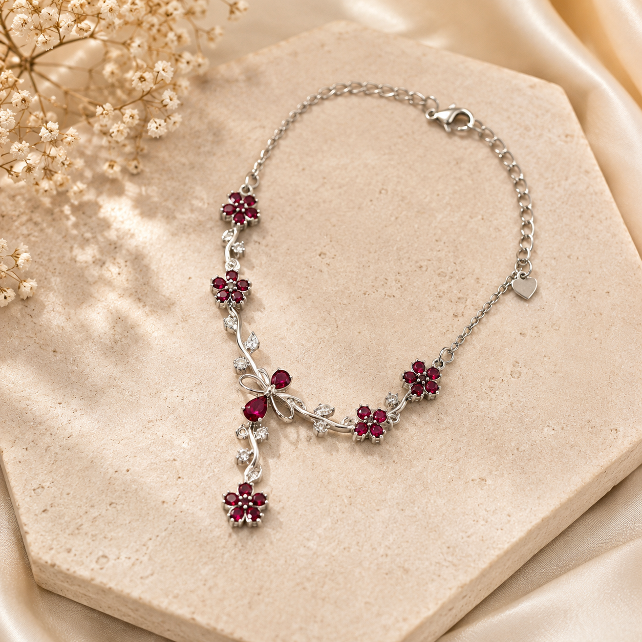 Elegant Butterfly Floral Stainless Steel Bracelet
