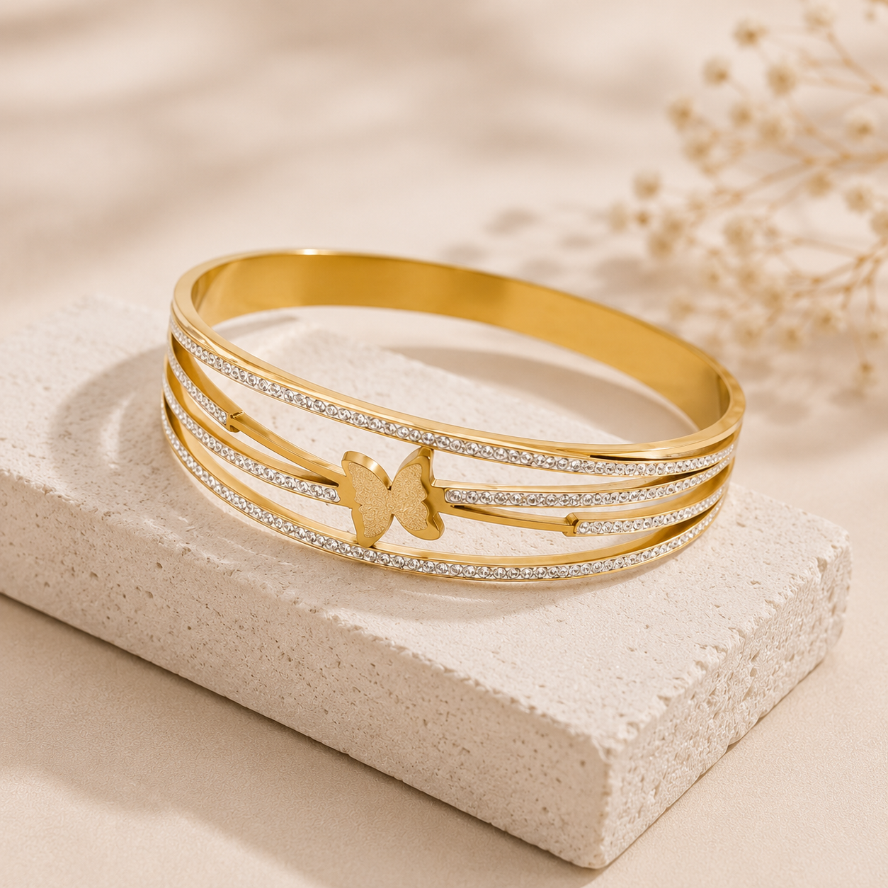 Butterfly Crystal Gold Bracelet