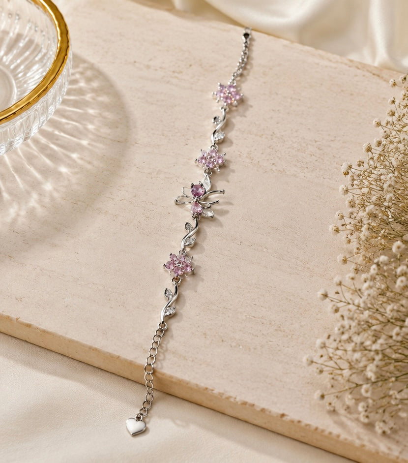 Elegant Butterfly Floral Stainless Steel Bracelet