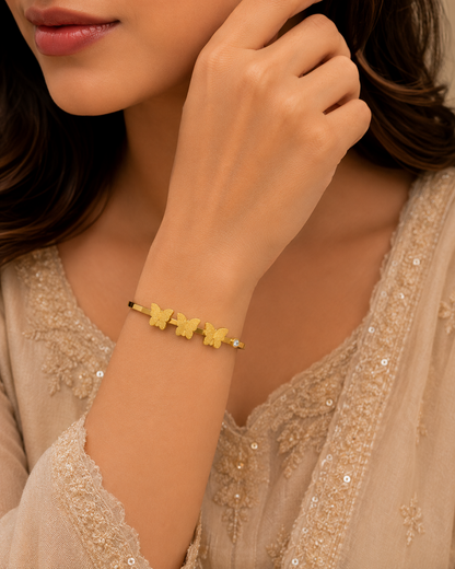Luxury Gold Butterfly Stainless Steel Bracelet for Women