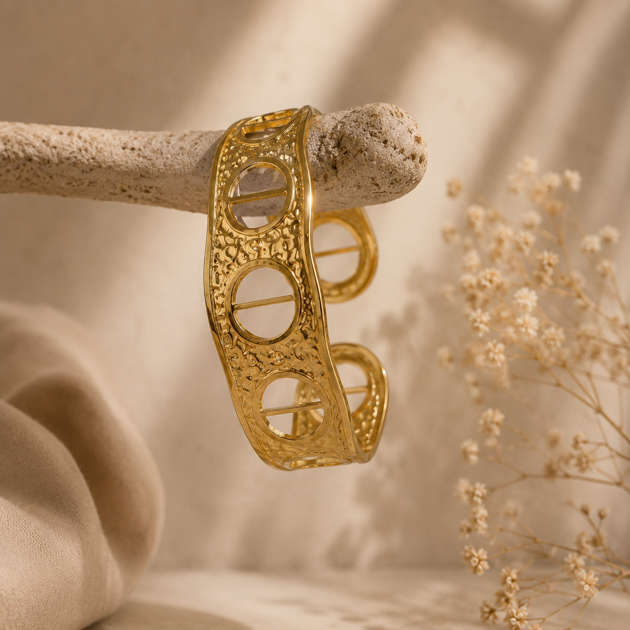 Round Bold Golden Bracelet