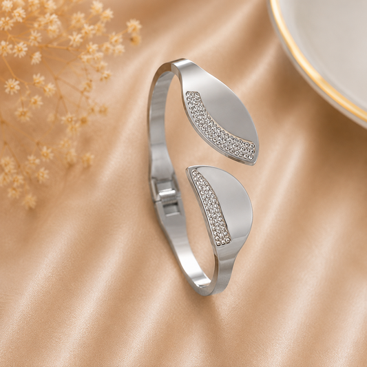 Elegant Silver Crystal Cuff Bracelet for Women