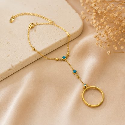 Turquoise Ring Hand Bracelet for Women