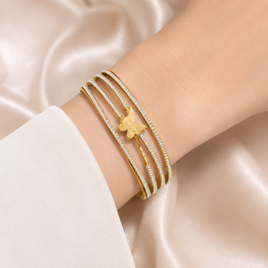 Butterfly Crystal Gold Bracelet