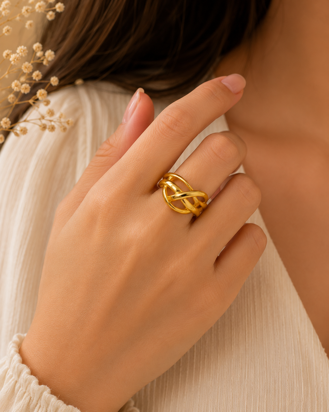 Gold Twist Adjustable Ring
