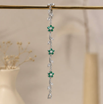 Elegant Green Flower Stainless Steel Bracelet for Women