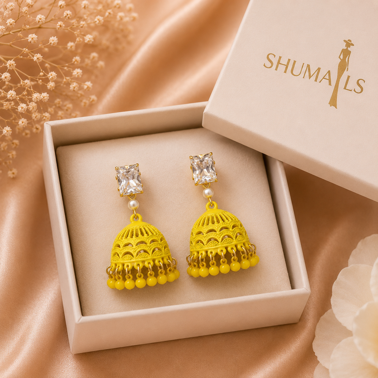 Elegant Yellow Jhumka Earrings for Women