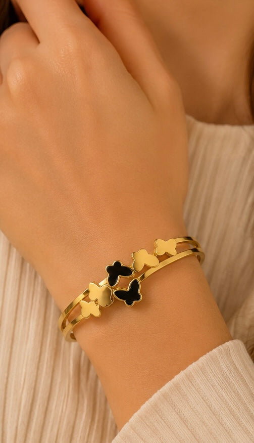 Gold Butterfly Stainless Steel Bangle
