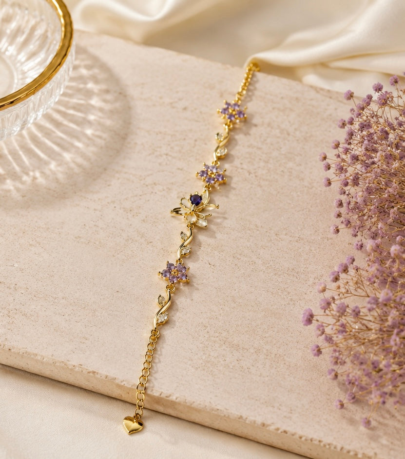 Elegant Butterfly Floral Stainless Steel Bracelet