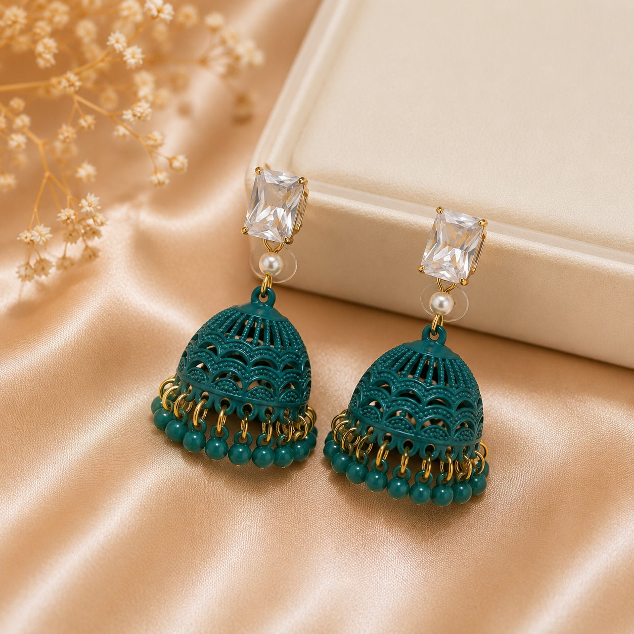 Elegant Green Jhumka Earrings for Women