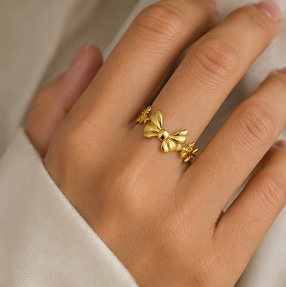 Gold Butterfly Adjustable Ring for Women