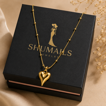 Pearl Beads Heart Necklace – Gold Tone Pendant for Women