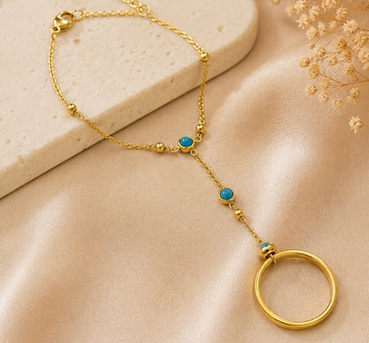 Turquoise Ring Hand Bracelet for Women