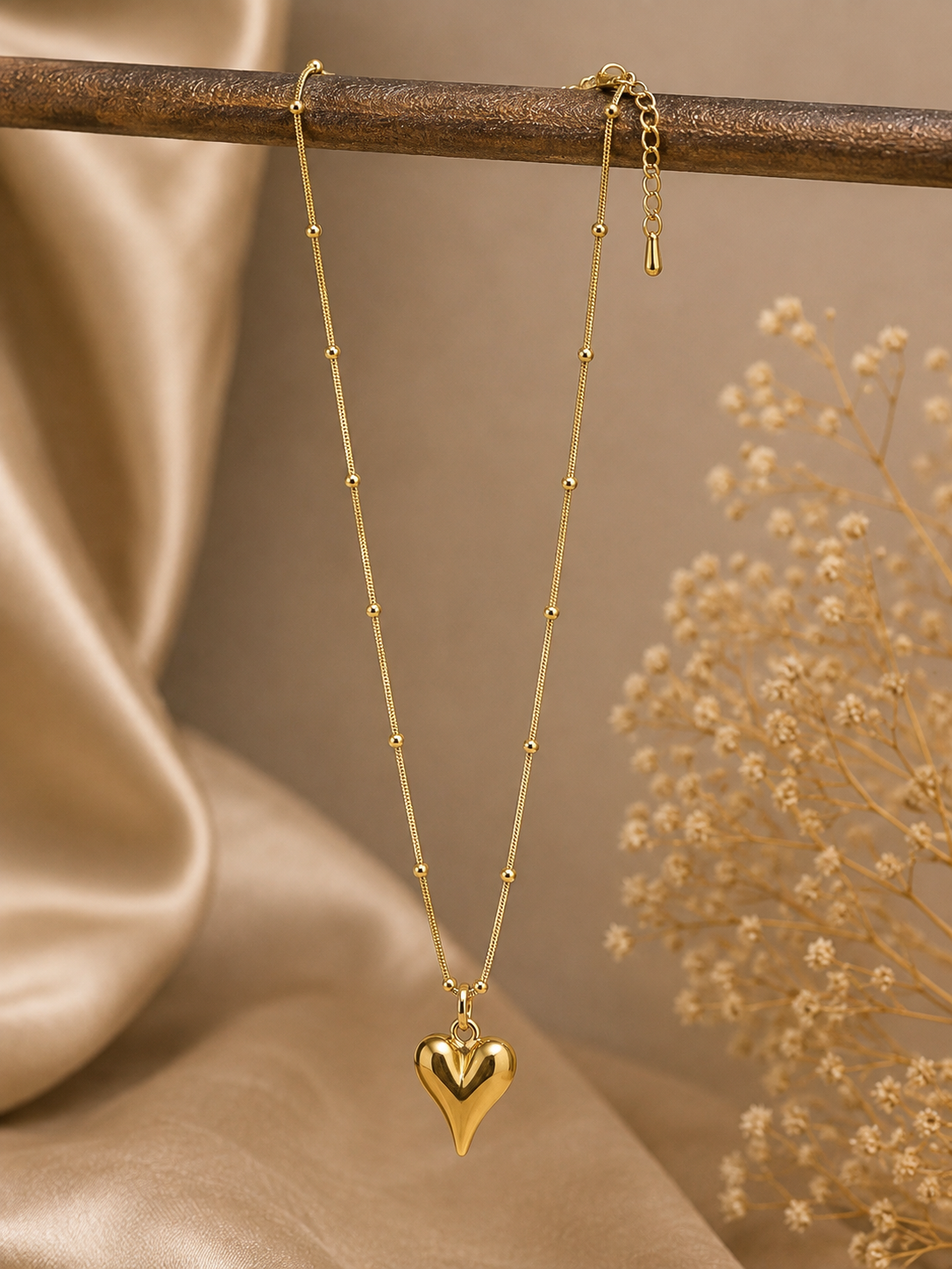 Pearl Beads Heart Necklace – Gold Tone Pendant for Women