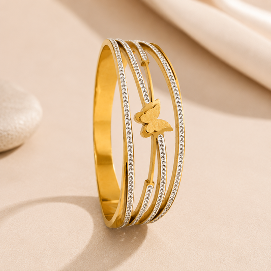 Butterfly Crystal Gold Bracelet