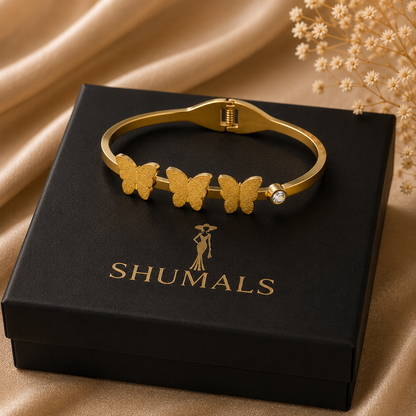 Luxury Gold Butterfly Stainless Steel Bracelet for Women