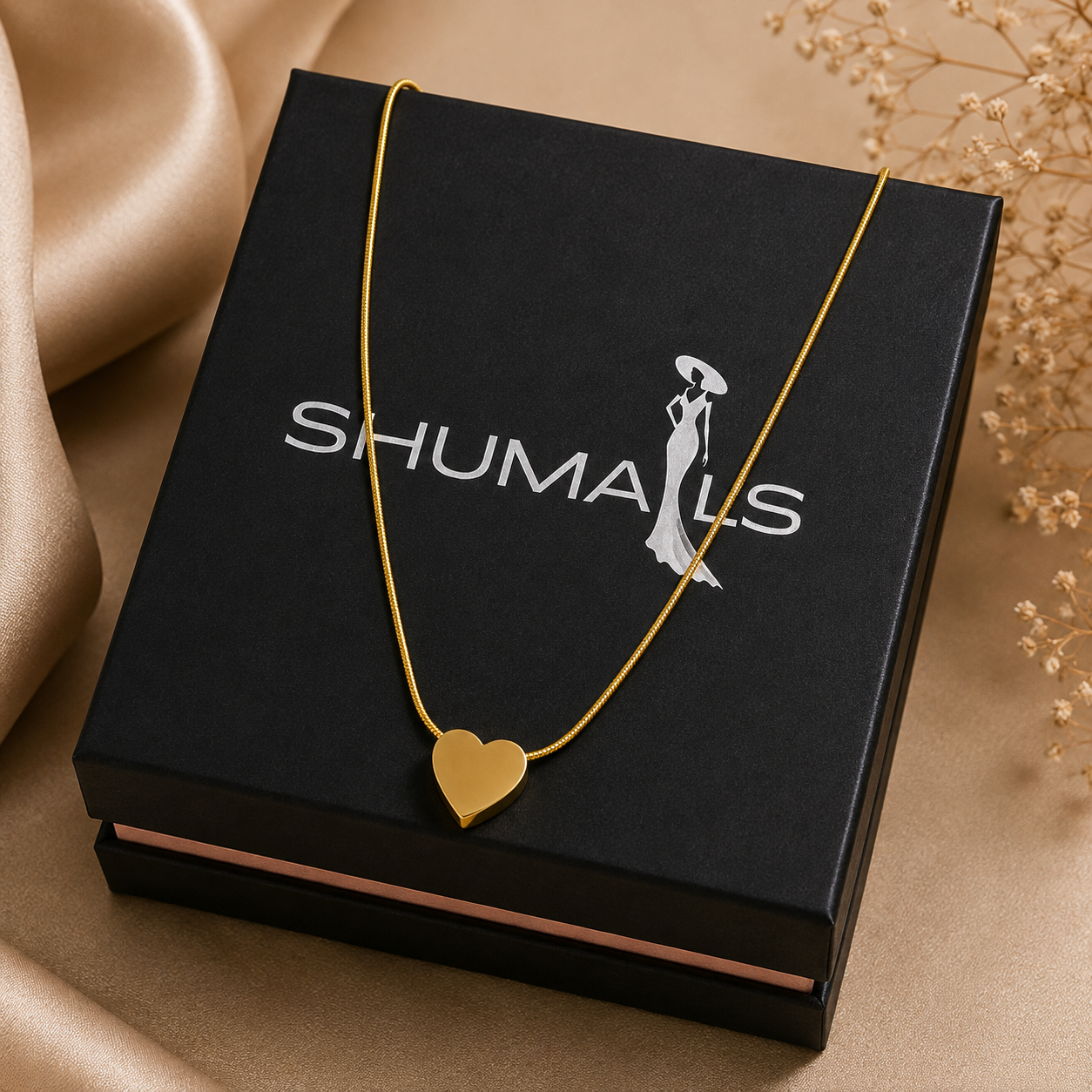 Royal Heart Necklace for Girls – Gold Tone Pendant
