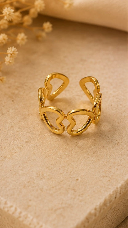 Golden Butterfly Open Ring – Stainless Steel Adjustable Ring for Women