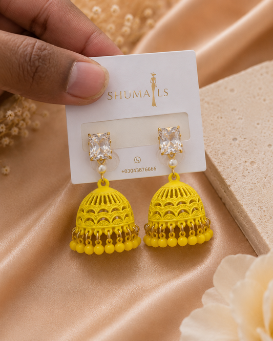 Elegant Yellow Jhumka Earrings for Women
