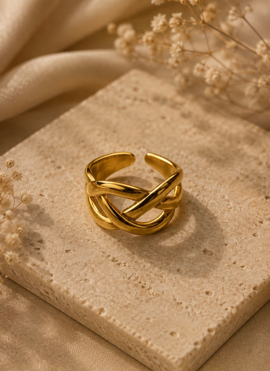 Gold Twist Adjustable Ring