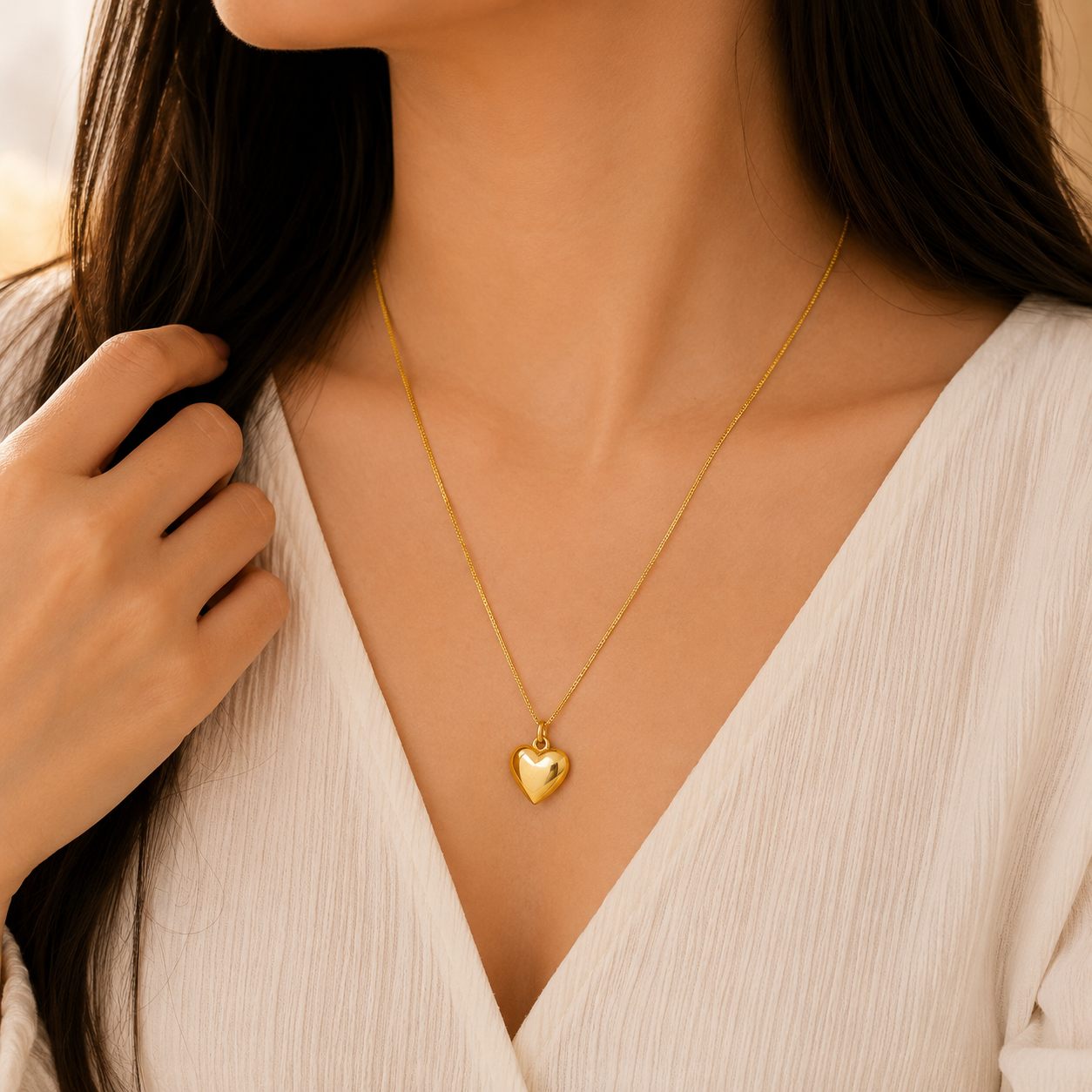 Gold Heart Pendant Necklace