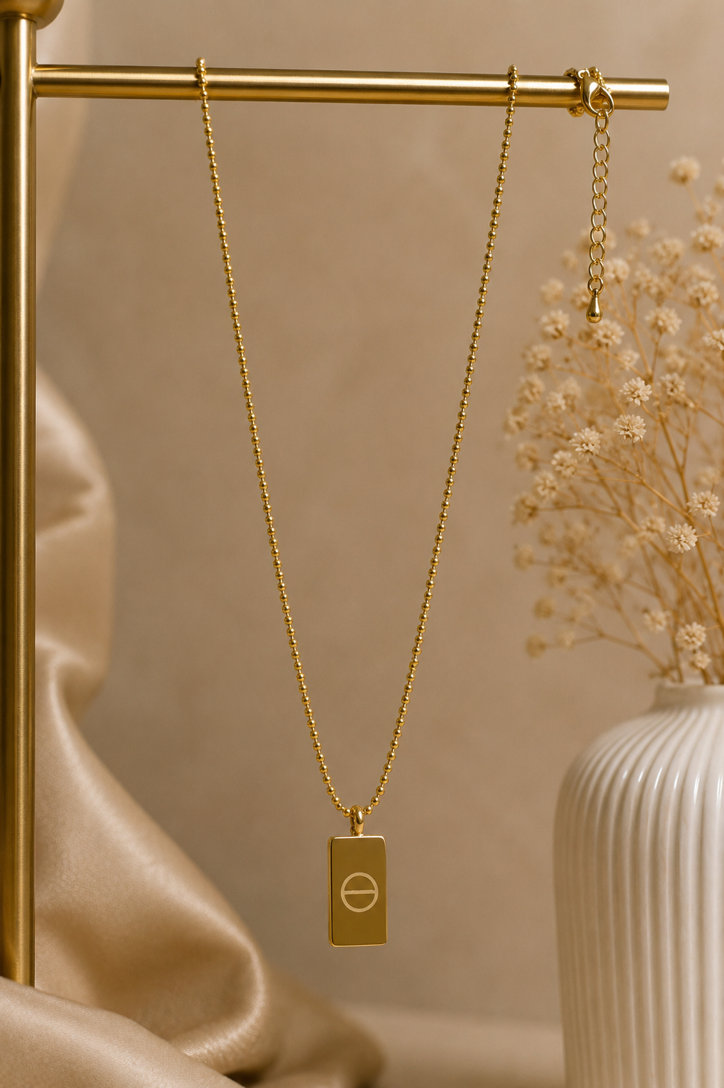 Gold Bar Pendant Necklace for Women