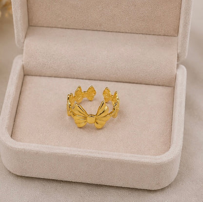Gold Butterfly Adjustable Ring for Women