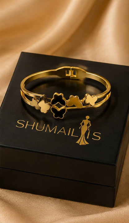 Gold Butterfly Stainless Steel Bangle