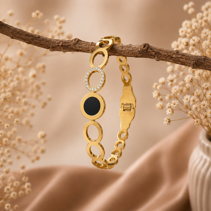 Luxury Black Enamel Stainless Steel Bracelet for Women