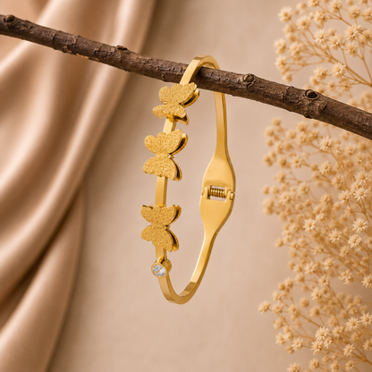 Luxury Gold Butterfly Stainless Steel Bracelet for Women