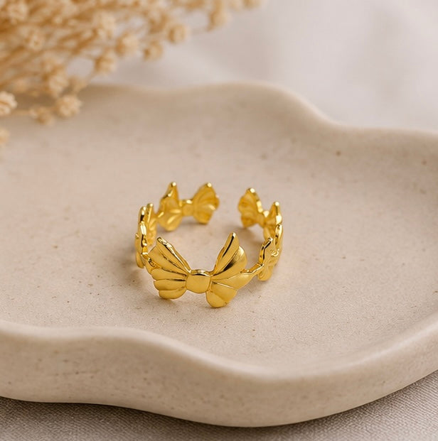 Gold Butterfly Adjustable Ring for Women