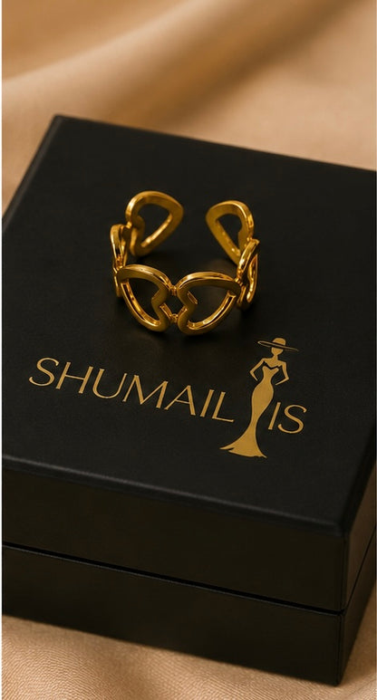 Golden Butterfly Open Ring – Stainless Steel Adjustable Ring for Women