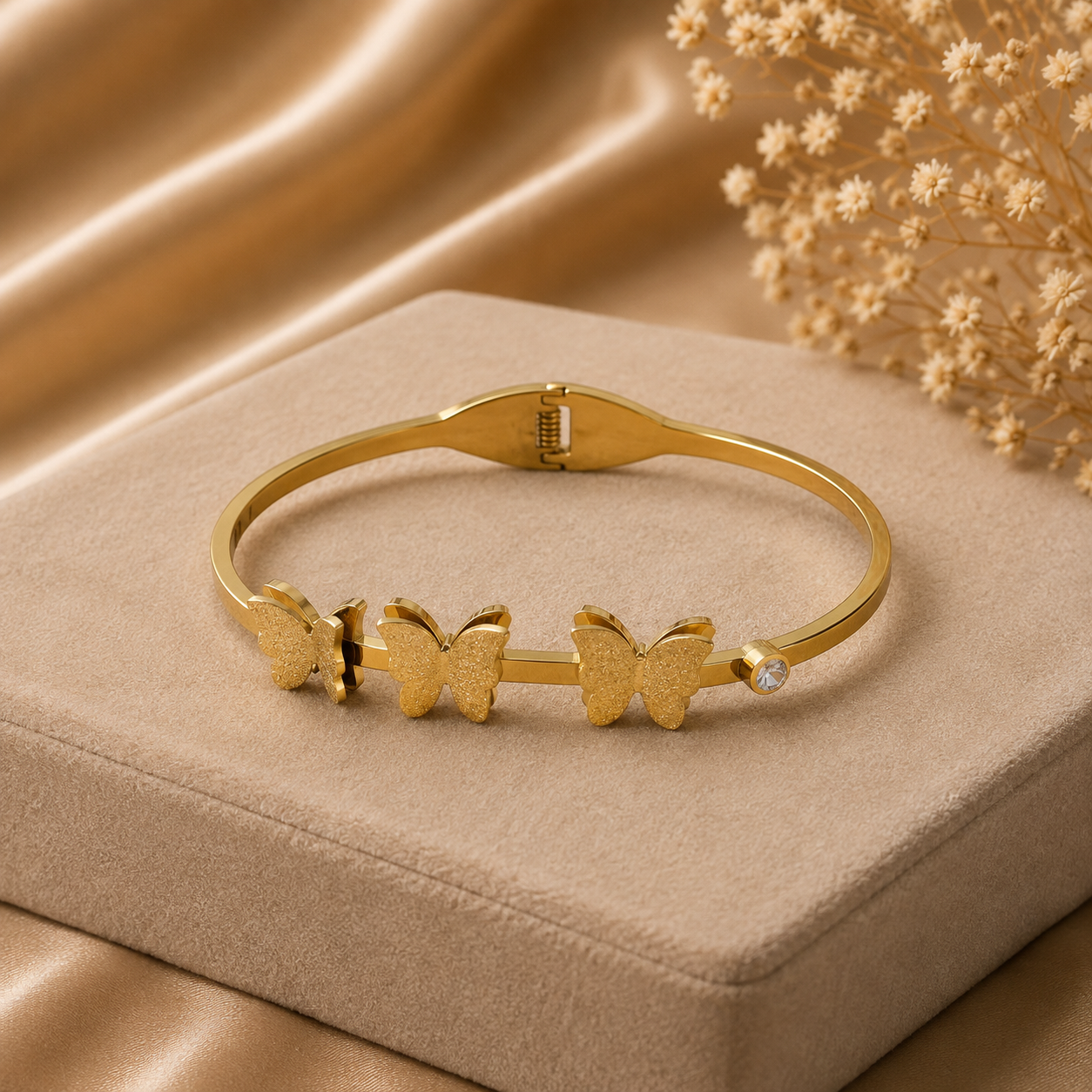Luxury Gold Butterfly Stainless Steel Bracelet for Women